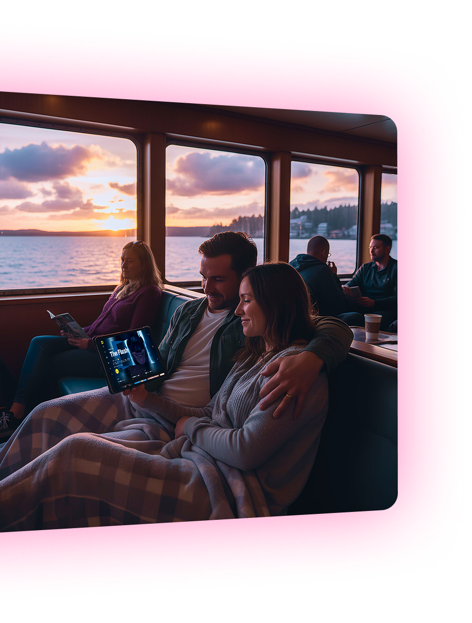 People enjoying entertainment on a ferry lounge